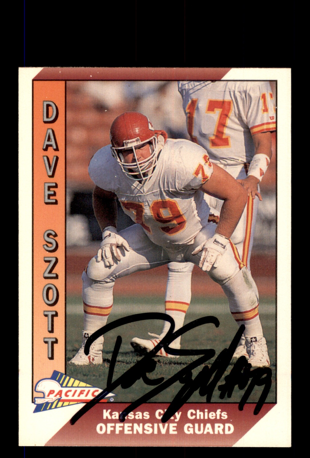 Signed Football Card Auto Dave Szott 1991 Pacific #221 Kansas City Chiefs