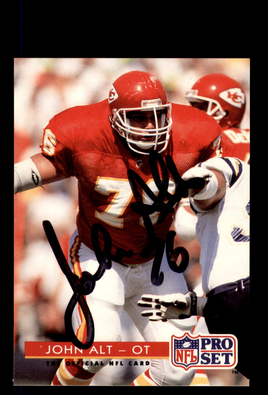 Signed Football Card Auto John Alt 1992 Pro Set #199 Kansas City Chiefs