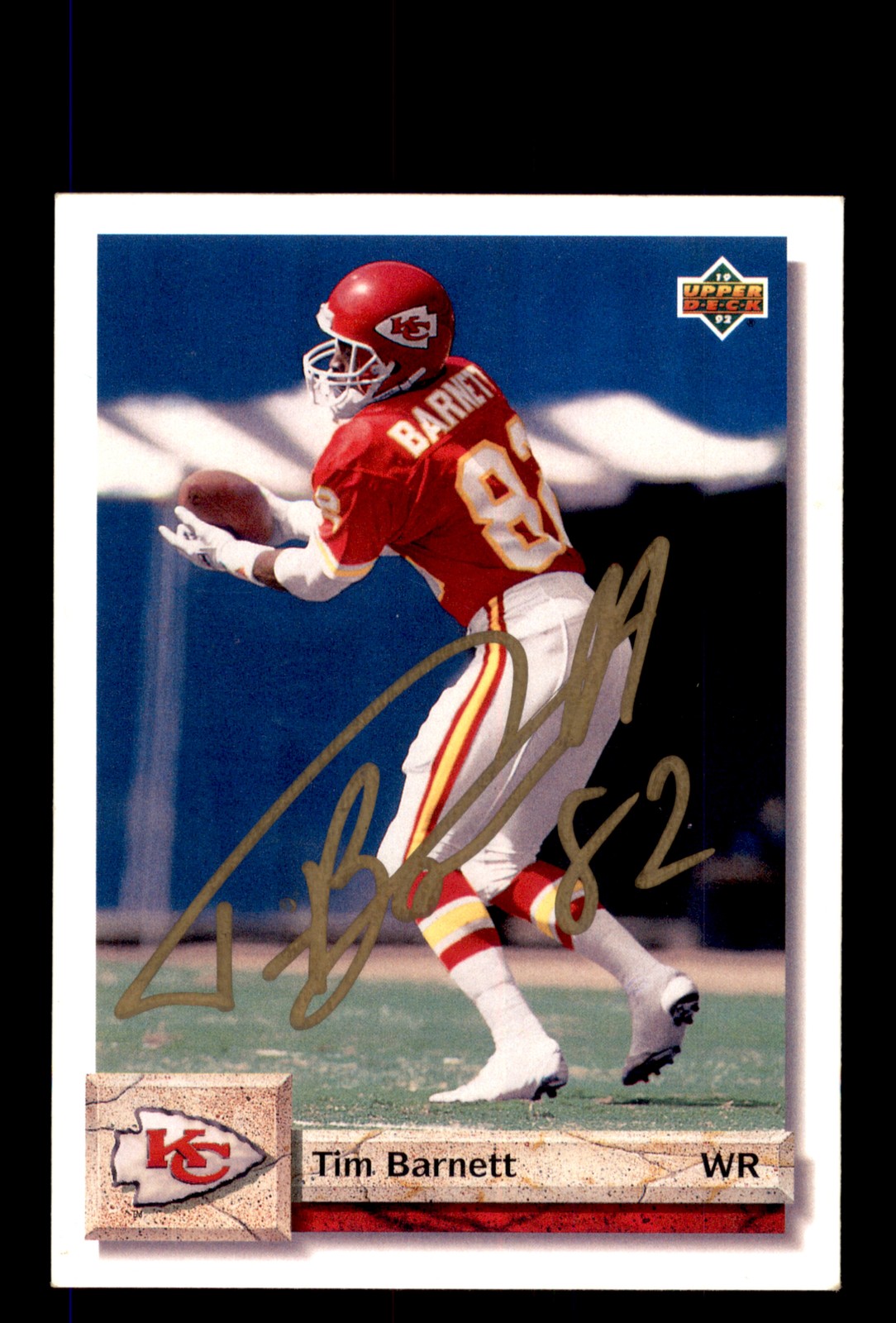Signed Football Card Auto Tim Barnett 1992 Upper Deck #317 Kansas City Chiefs