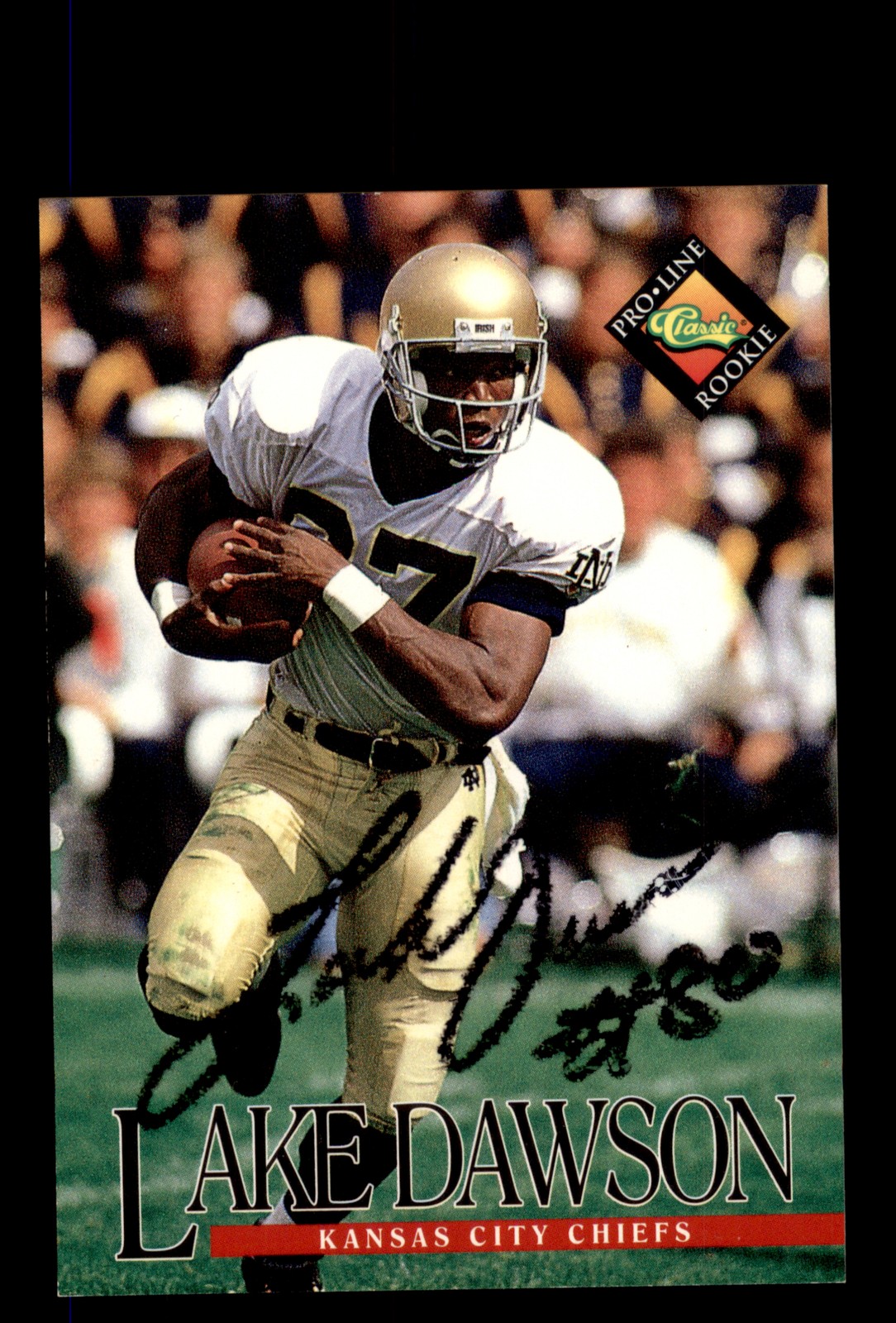 Signed Football Card Auto Lake Dawson 1994 Pro Line Live #382 Kansas City Chiefs