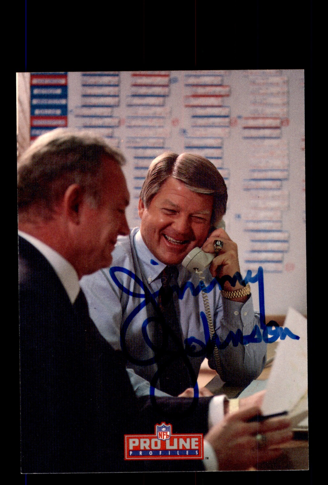 Signed Football Card Auto Jimmy Johnson 1993 Pro Line Profiles #537 Cowboys