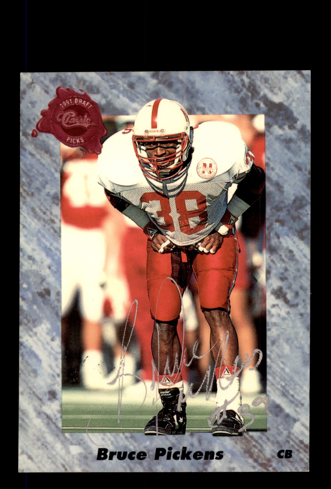 Signed Football Card Auto Bruce Pickens 1991 Classic Four Sport #105 Falcons
