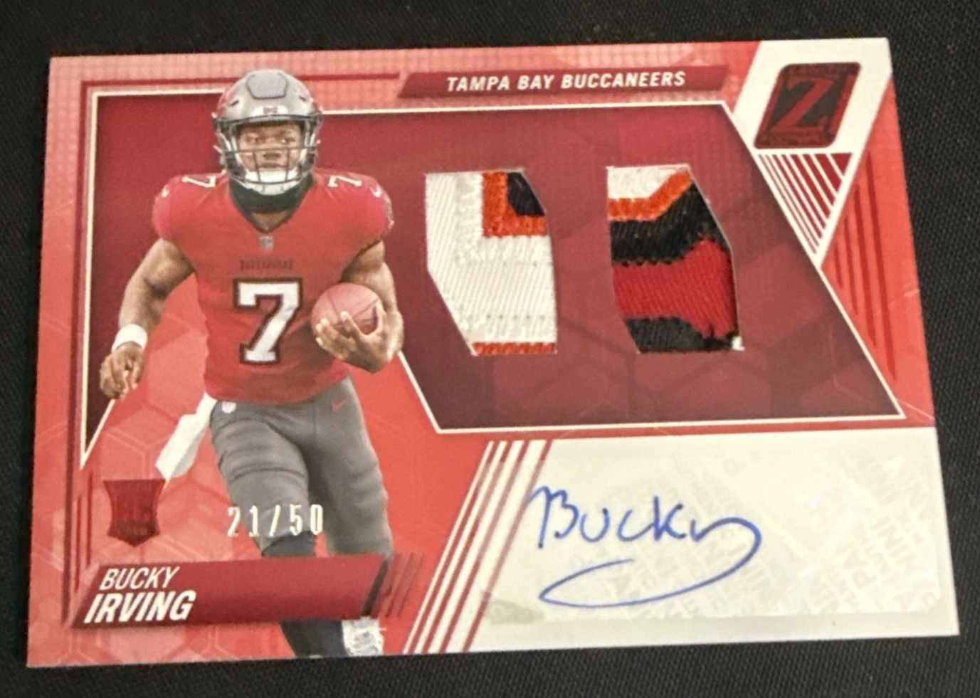 2024 PANINI ZENITH ROOKIE RED 4/COLOR PATCH AUTO BUCKY IRVING #21/50 JERSEY