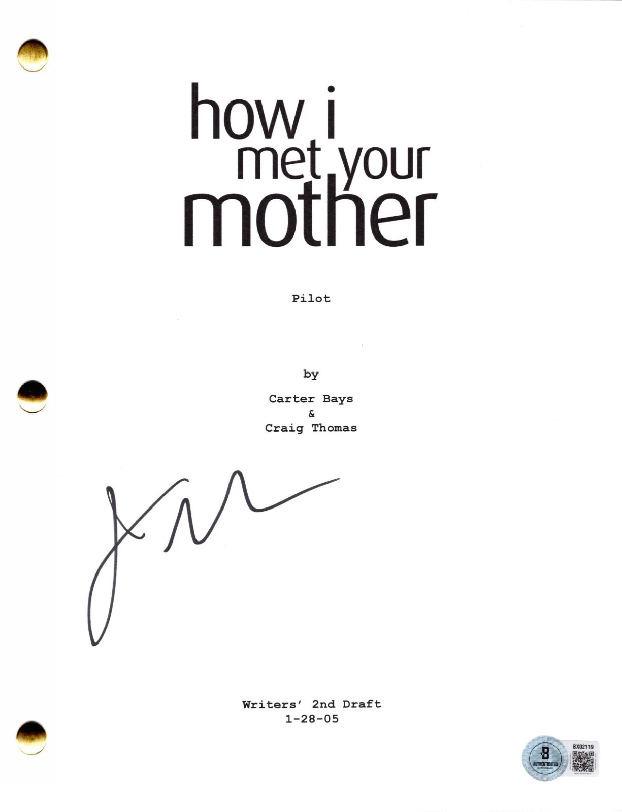Jason Segel Signed How I Met Your Mother Pilot Script Authentic Autograph BAS