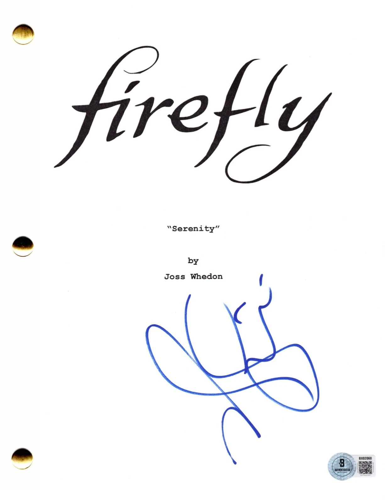 Nathan Fillion Signed Firefly Serenity Script Authentic Autograph Beckett