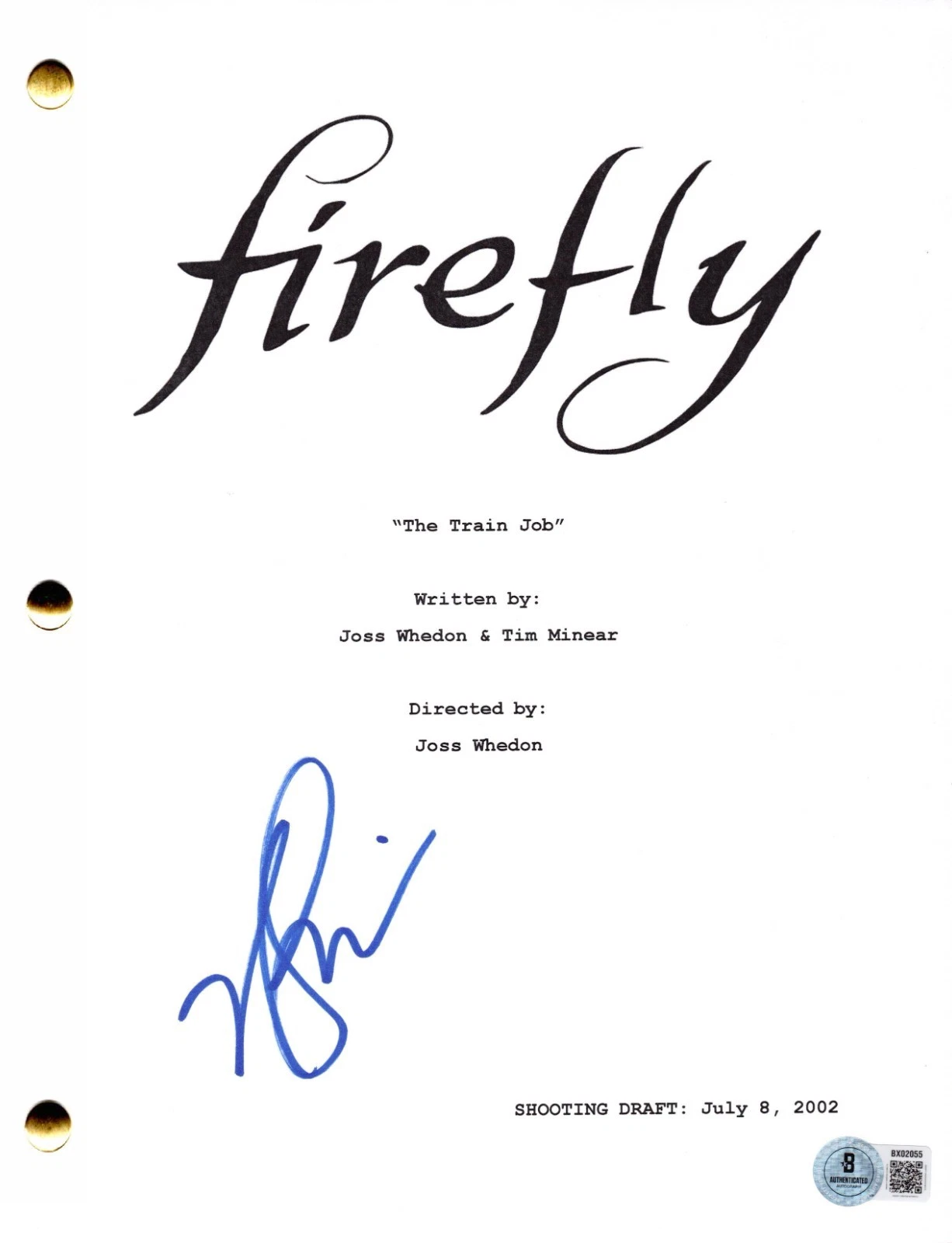 Nathan Fillion Signed Firefly The Train Job Script Authentic Autograph Beckett