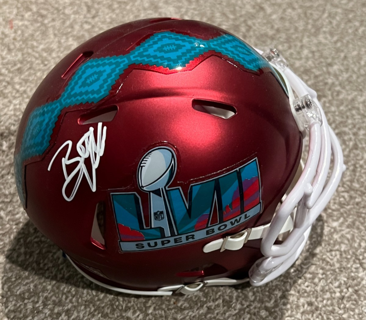 GM BRETT VEACH SIGNED FOOTBALL MINI HELMET AUTO KANSAS CITY CHIEFS SB 57 JSA COA