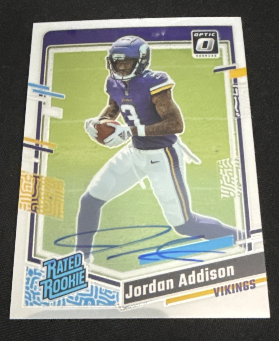 2023 Optic - Jordan Addison Rated Rookie - On Card Auto /99 - Vikings