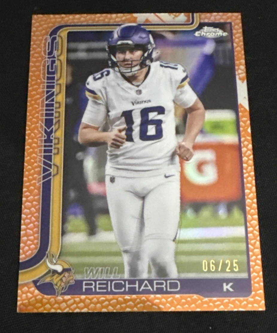 2025 Topps Chrome - Will Reichard #203 Orange Leather Refractor /25