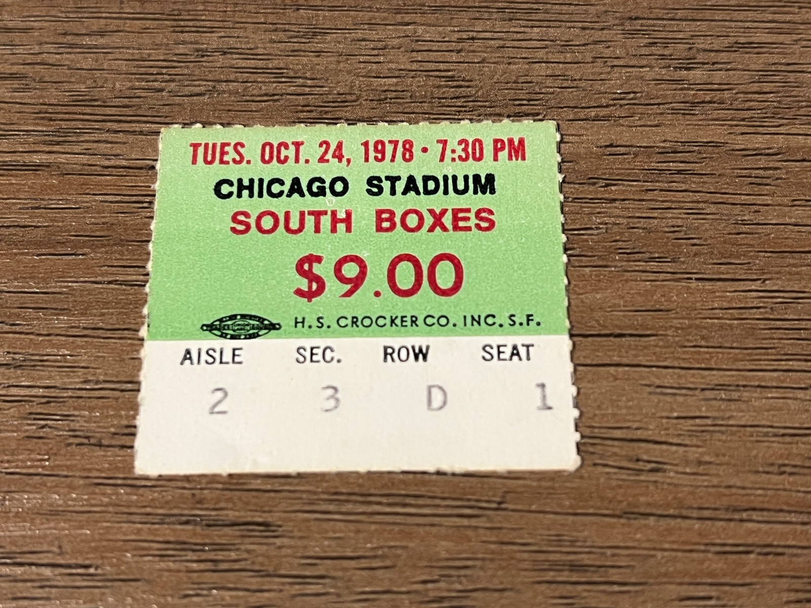 VTG Basketball Ticket Stub NBA 10/24 1978 Kansas City Kings Chicago Bulls