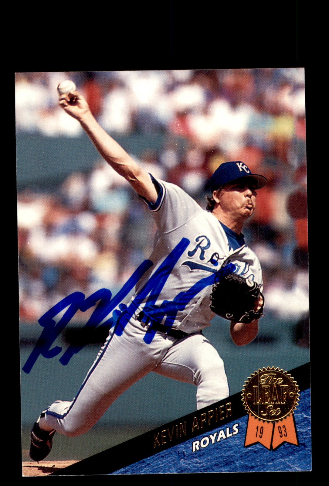 Signed Baseball Card Auto Kevin Appier 1993 Leaf #101 Kansas City Royals