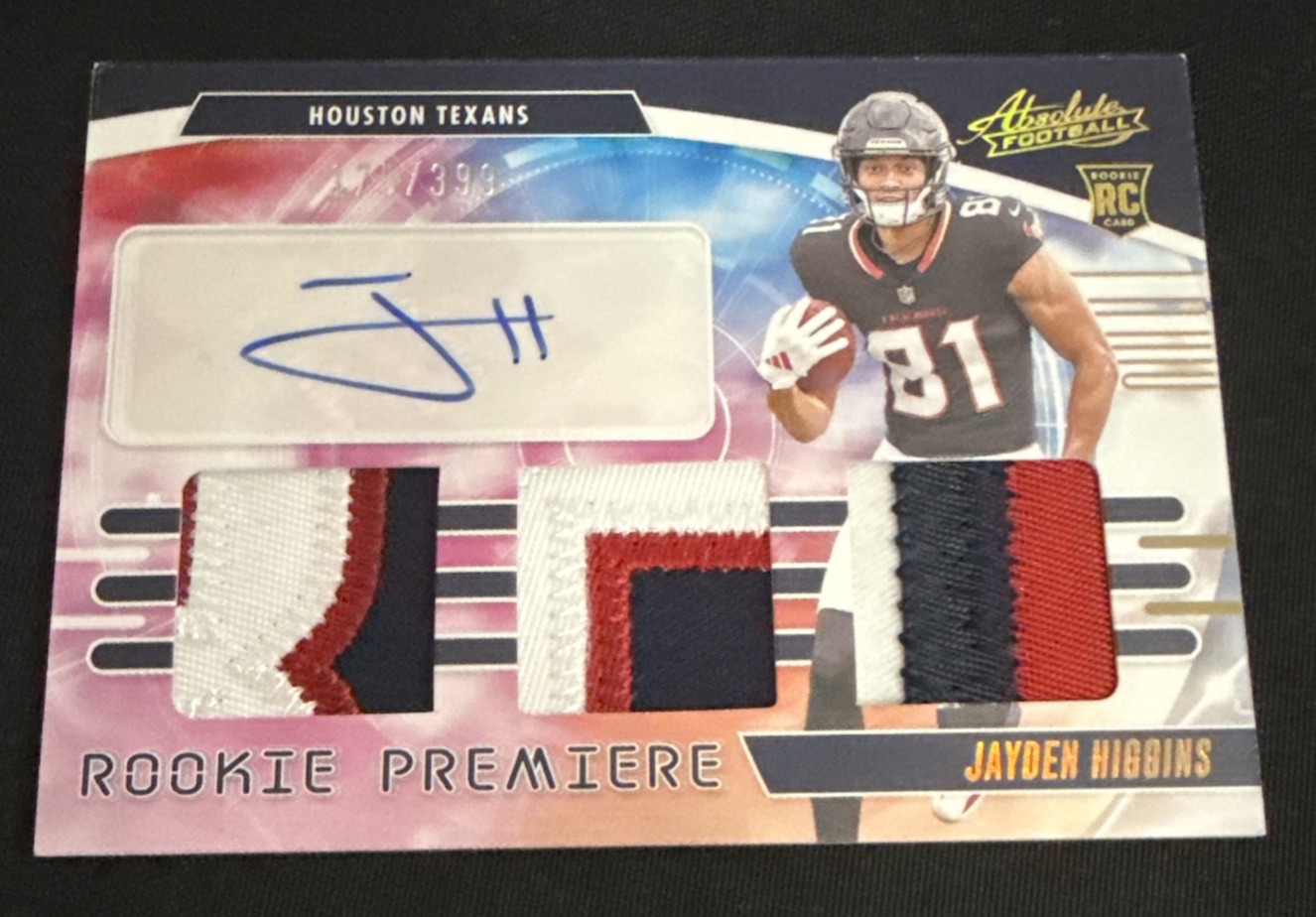 2025 Absolute Jayden Higgins Rookie Premiere Materials Auto /399 #RPM-JHS MEM RC
