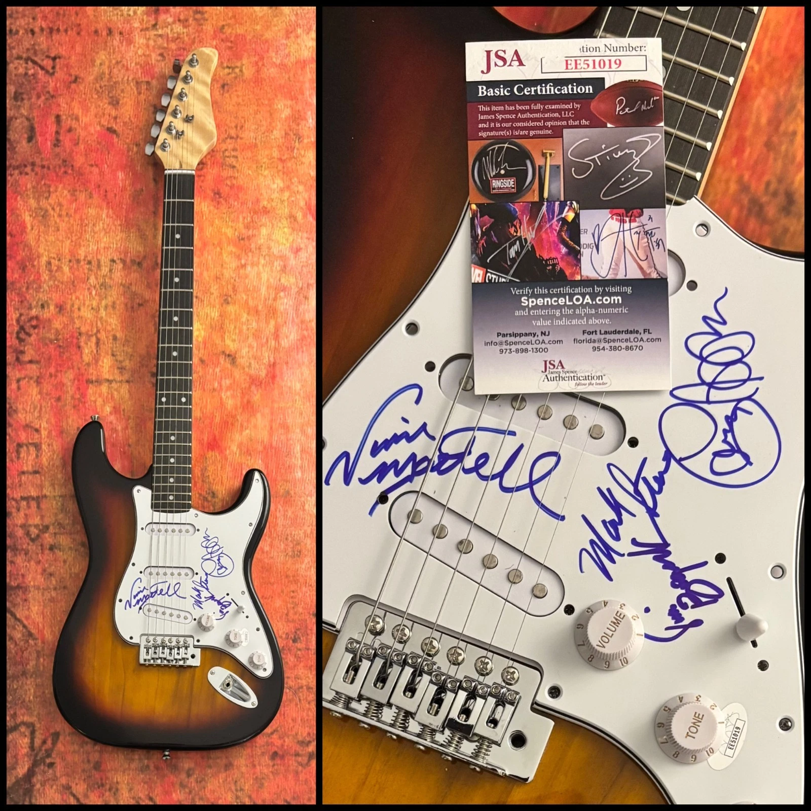 JSA Mark Stein x4 Band  * VANILLA FUDGE *  Signed Electric Guitar COA