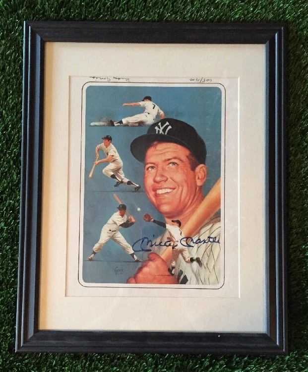 MICKEY MANTLE SIGNED LITHOGRAPH RUDY GARCIA LTD ED. #/1500 JSA/LOA