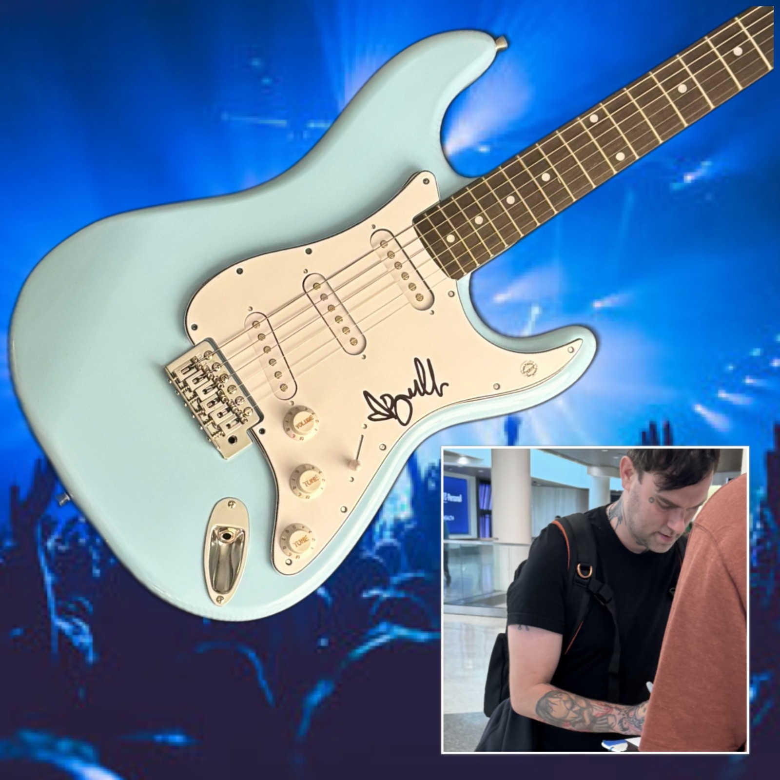 GFA The Used Band Rock Star  * BERT McCRACKEN * Signed Electric Guitar PROOF COA