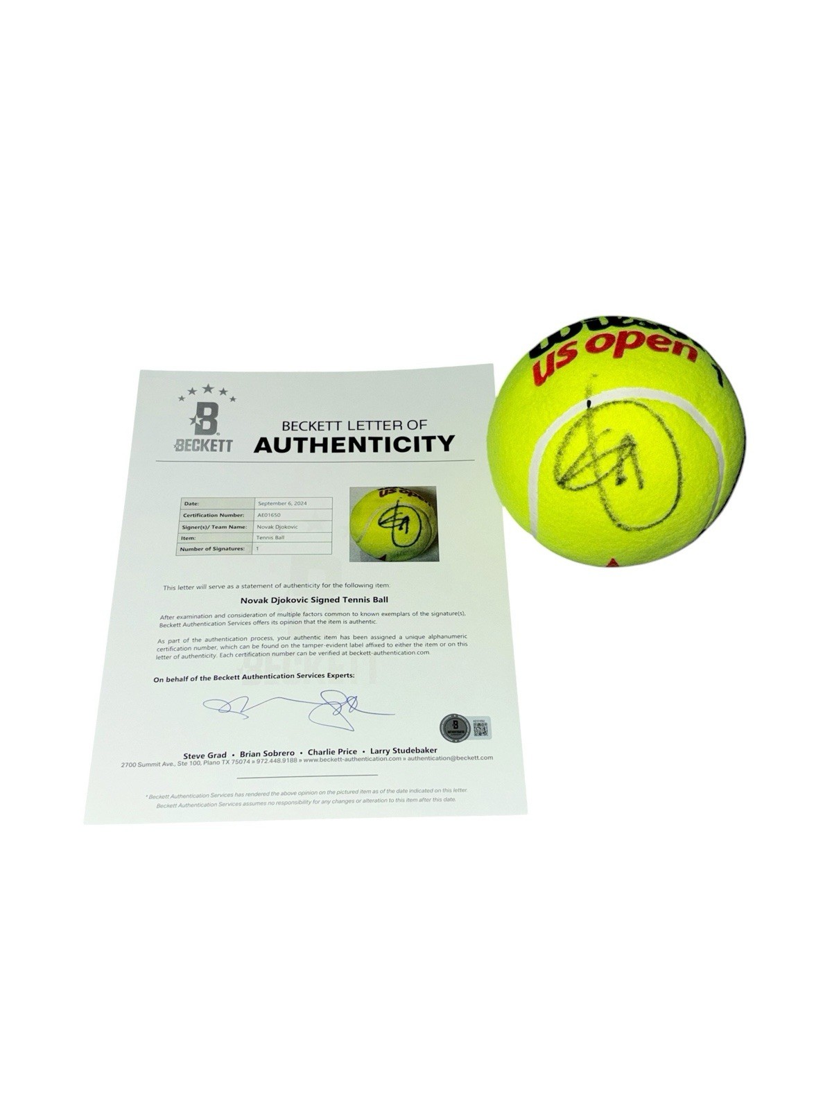 Novak Djokovic Signed Autograph US Open Official Tennis Ball Mini Jumbo Beckett