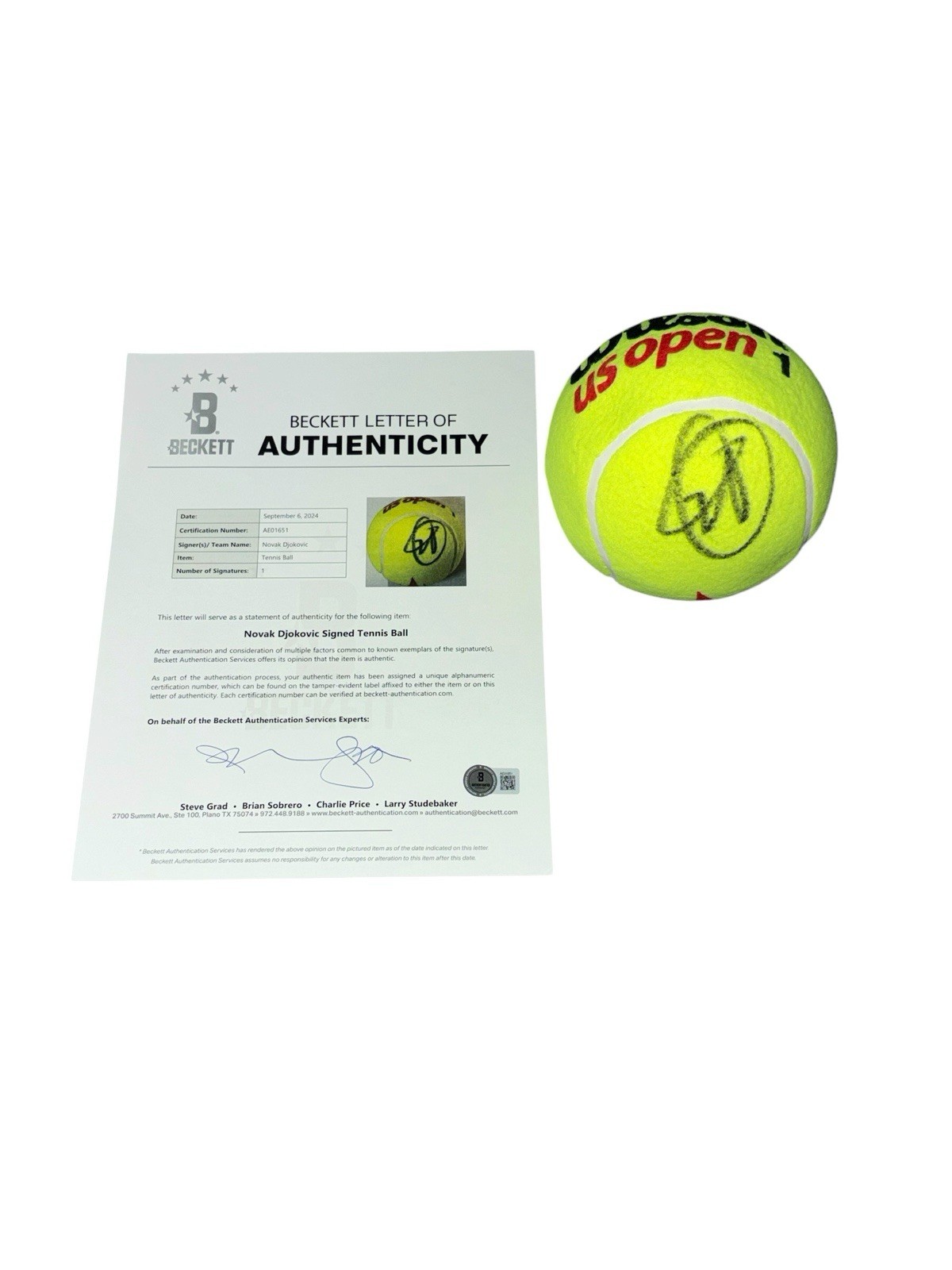 Novak Djokovic Signed Autograph US Open Official Tennis Ball Mini Jumbo Beckett