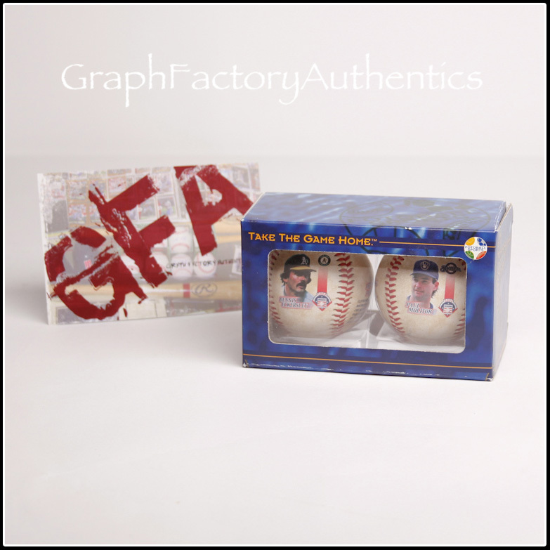 Paul Molitor & Dennis Eckersley LOGO Take the Game Home Baseballs NEW in Box GFA