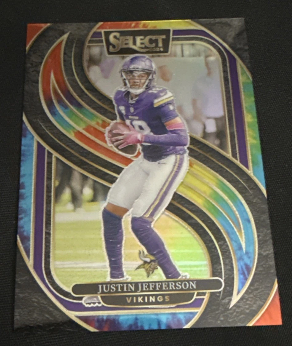 2024 Panini Select Premier Level Justin Jefferson #174 Tie-Dye Prizm /25 Vikings