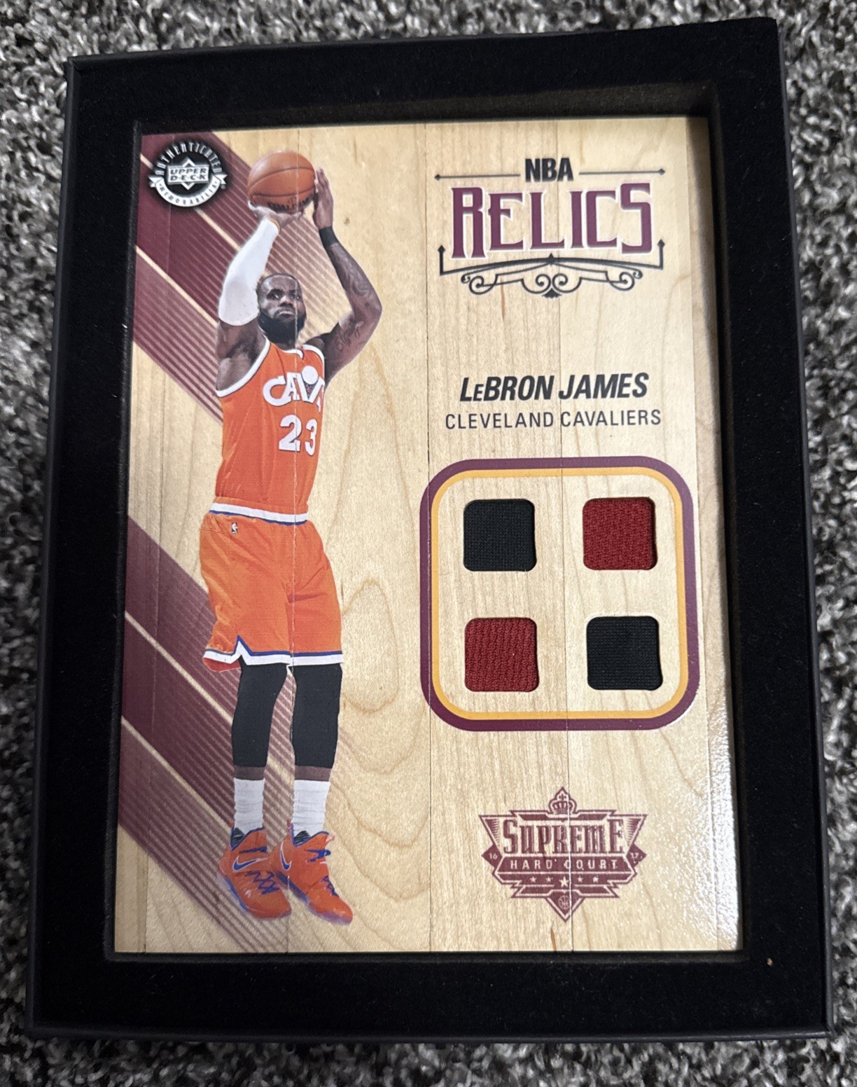 2016-17 UPPER DECK AUTHENTIC SUPREME HARD COURT LEBRON JAMES GAME JERSEY FLOOR