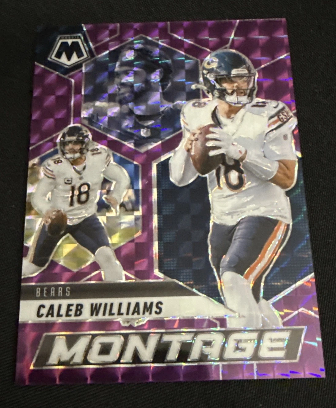 Panini 2025 Mosaic Football Caleb Williams Montage Purple Mosaic Prizm #10/49