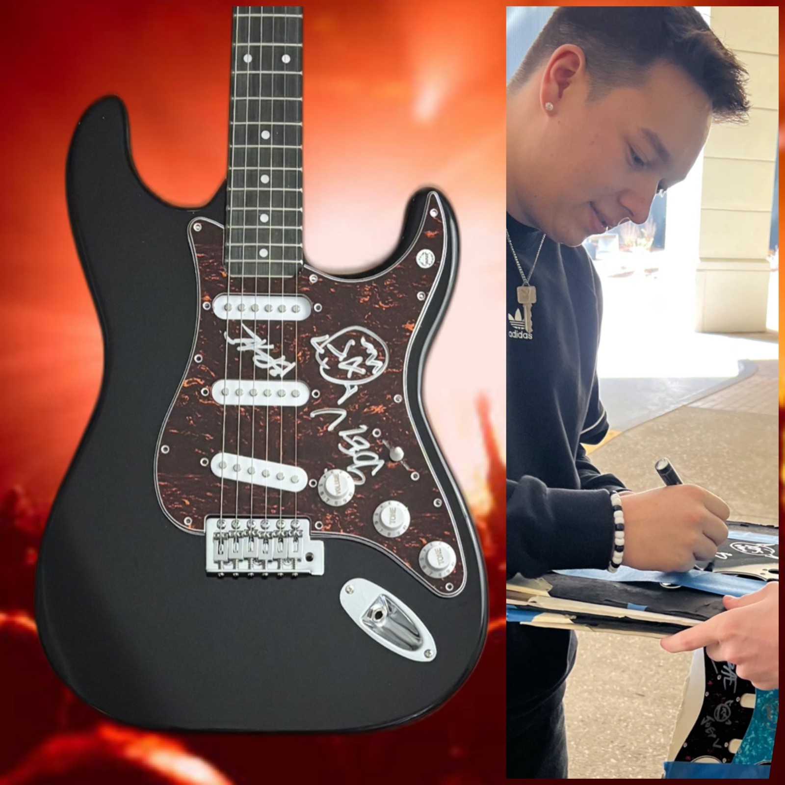 GFA Punk Tactics x2 Duo  * JOEY VALENCE & BRAE *  Signed Electric Guitar COA
