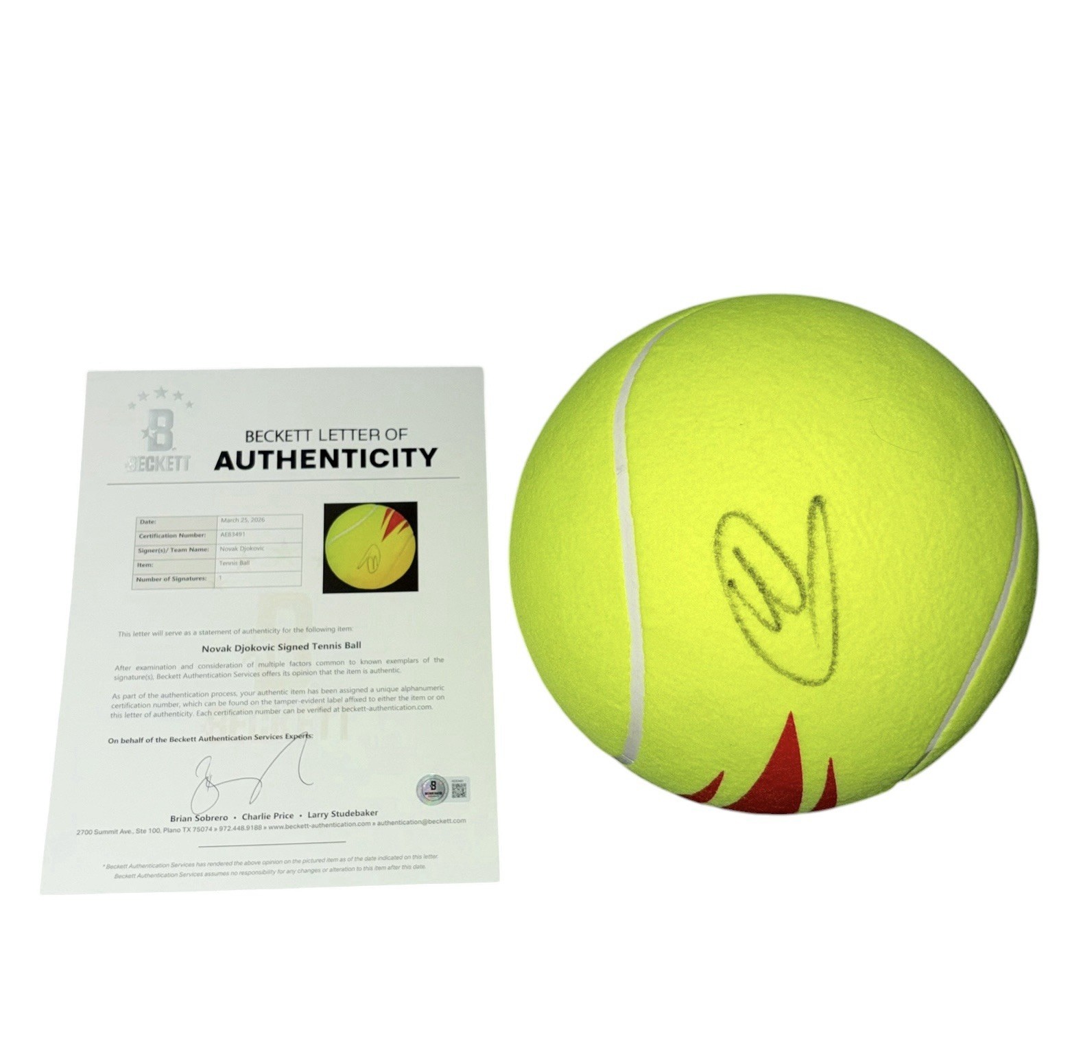 Novak Djokovic Signed Autograph US Open Official Tennis Ball Jumbo Large Beckett