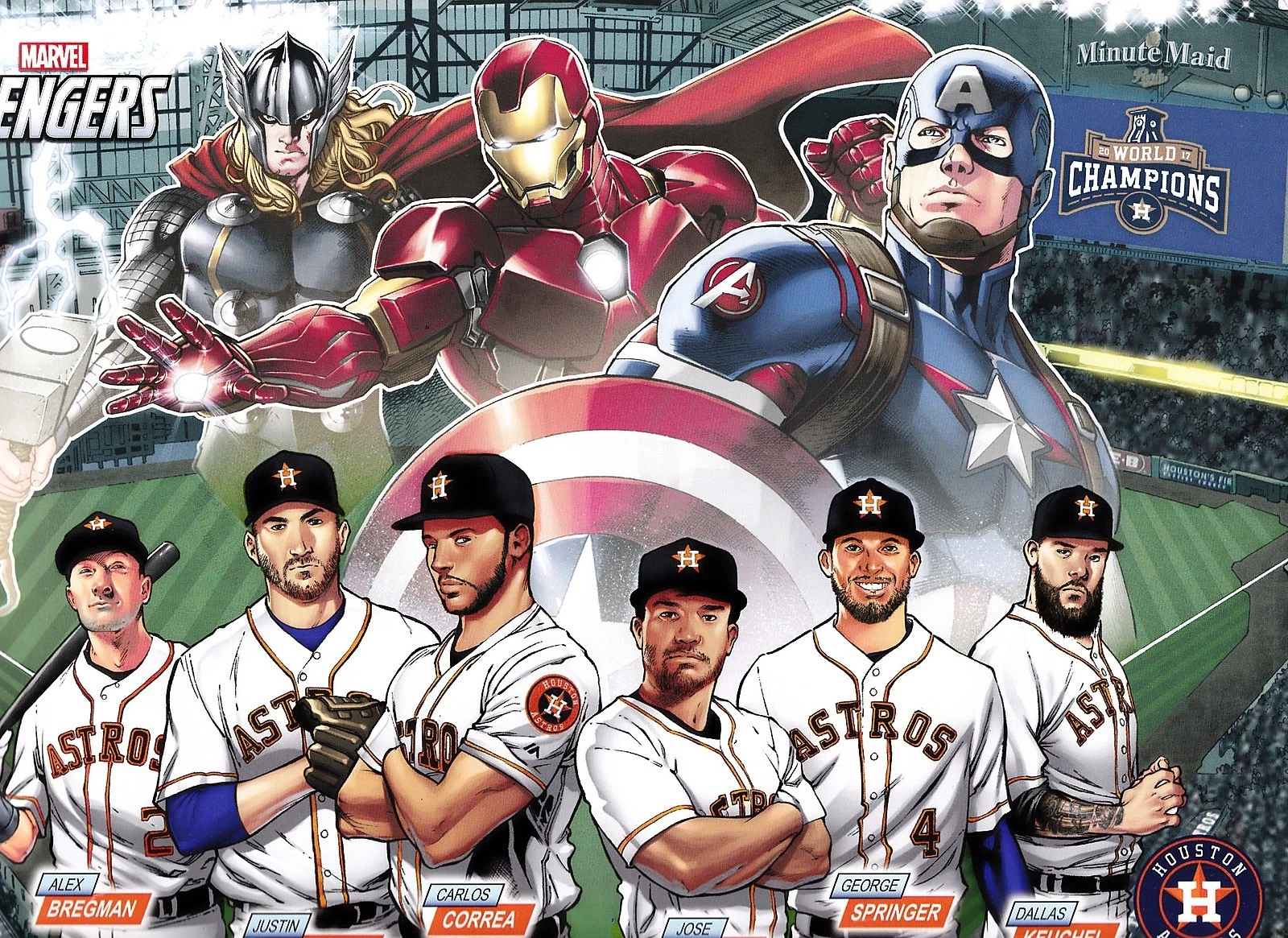 HOUSTON ASTROS SGA 2018 MARVEL AVENGERS  LITHO POSTER GAME GIVEAWAY