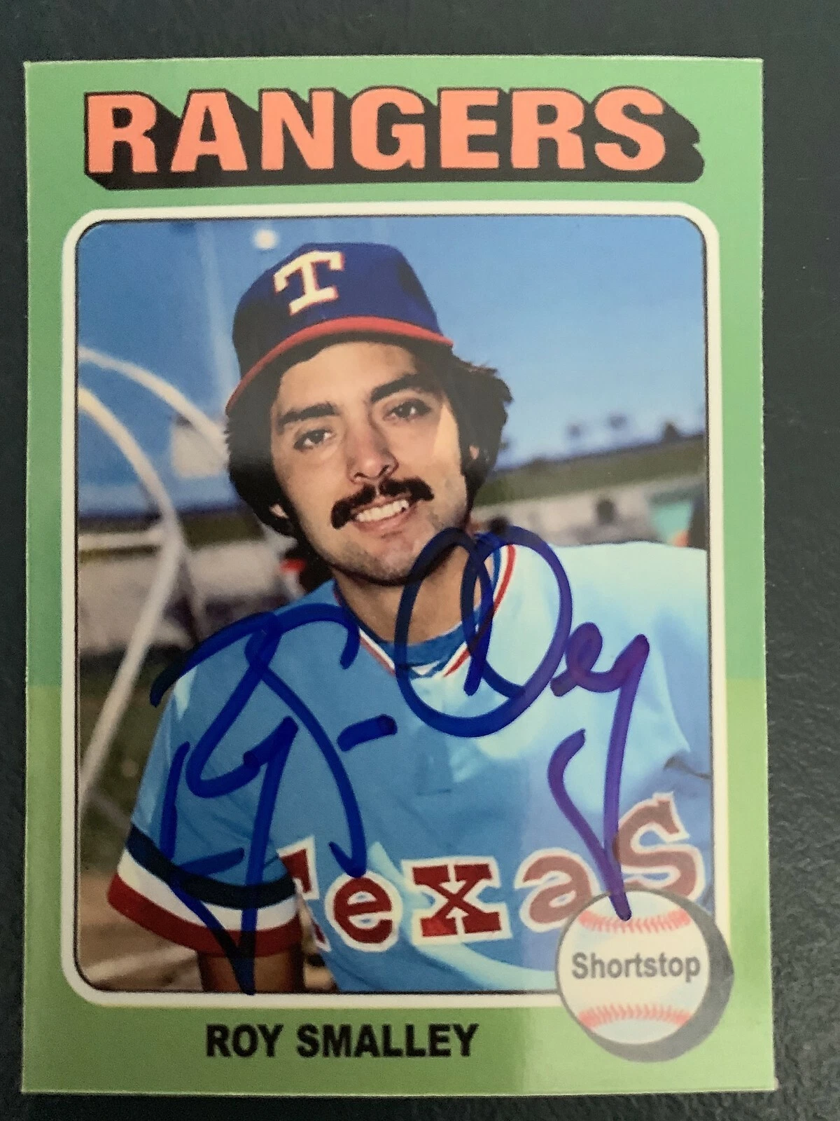 ROY SMALLEY  TEXAS RANGERS   SIGNED 1975 STYLE CUSTOM CARD