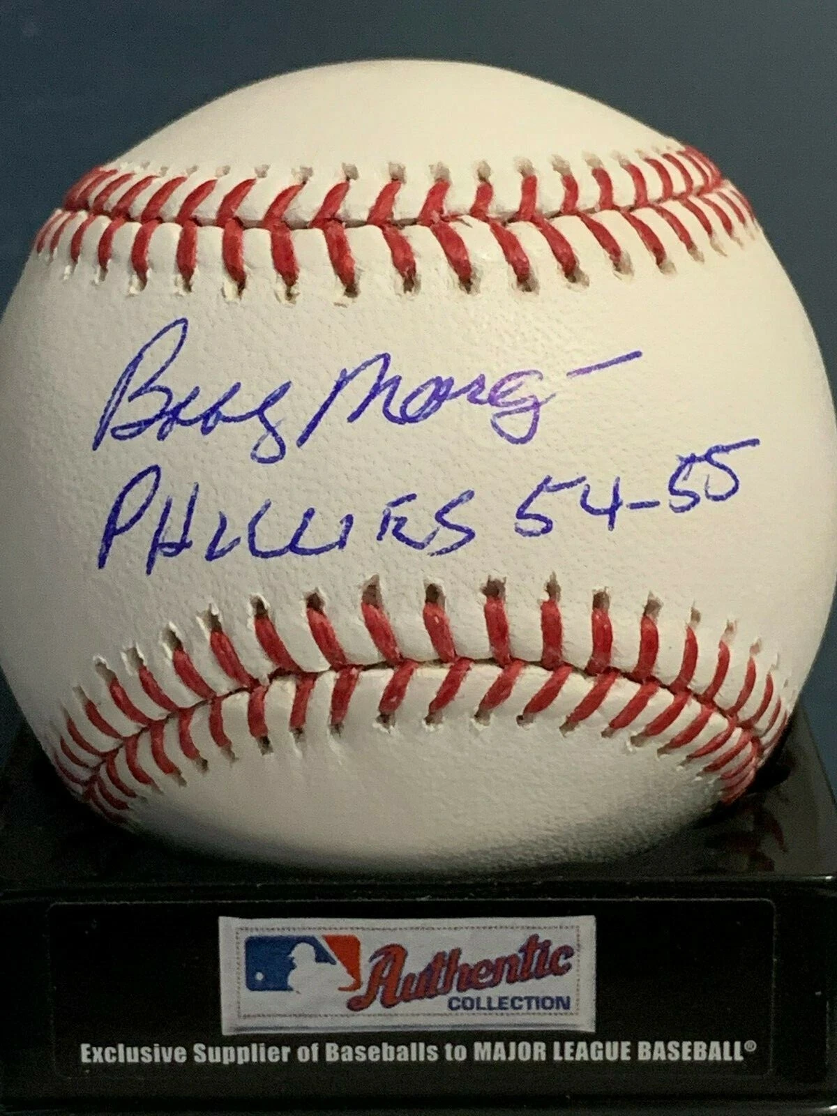 BOBBY MORGAN  PHILADELPHIA PHILLIES 54-55  SIGNED OML BASEBALL
