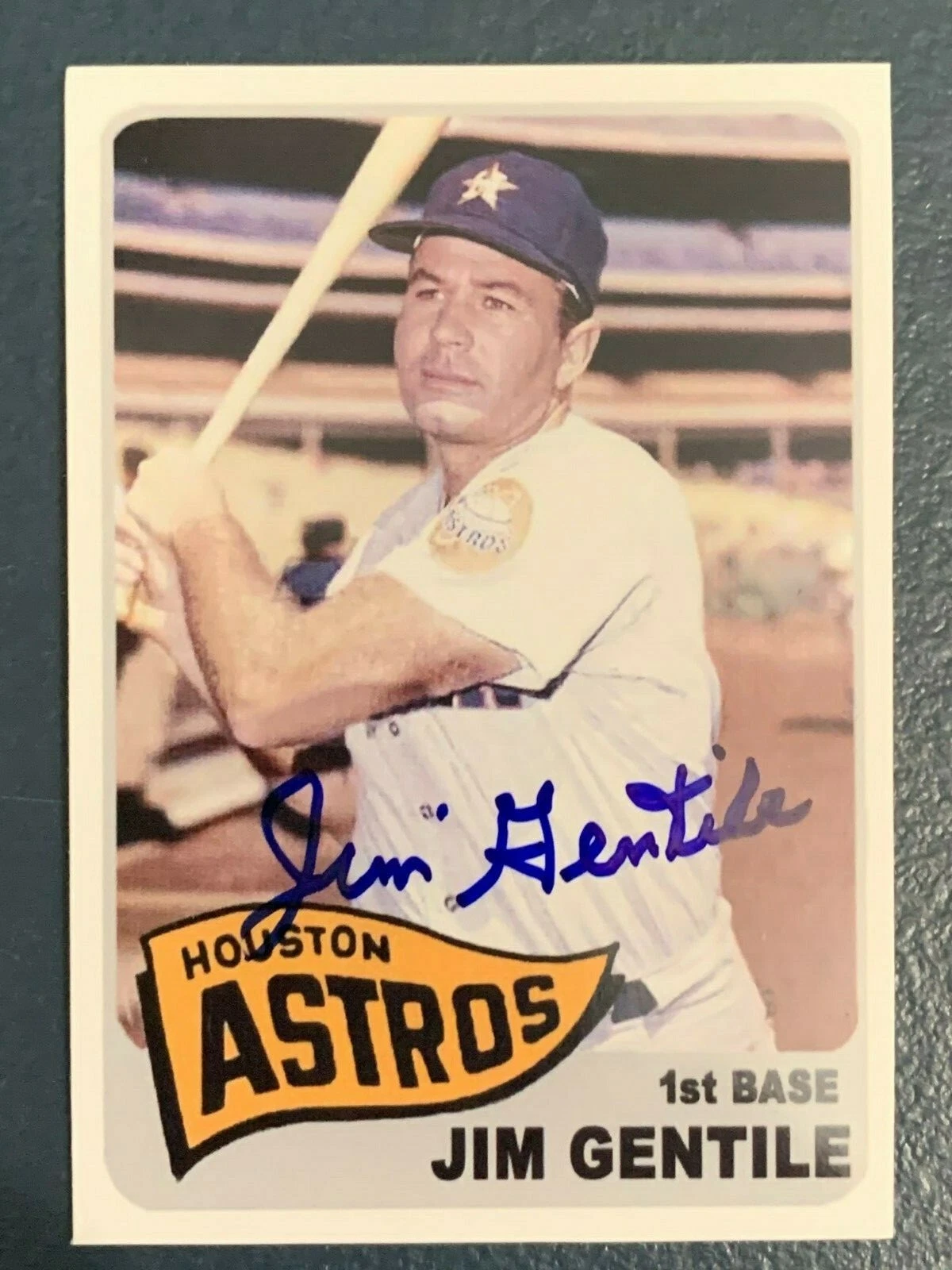 JIM GENTILE  HOUSTON ASTROS  SIGNED 1965  TOPPS CUSTOM CARD