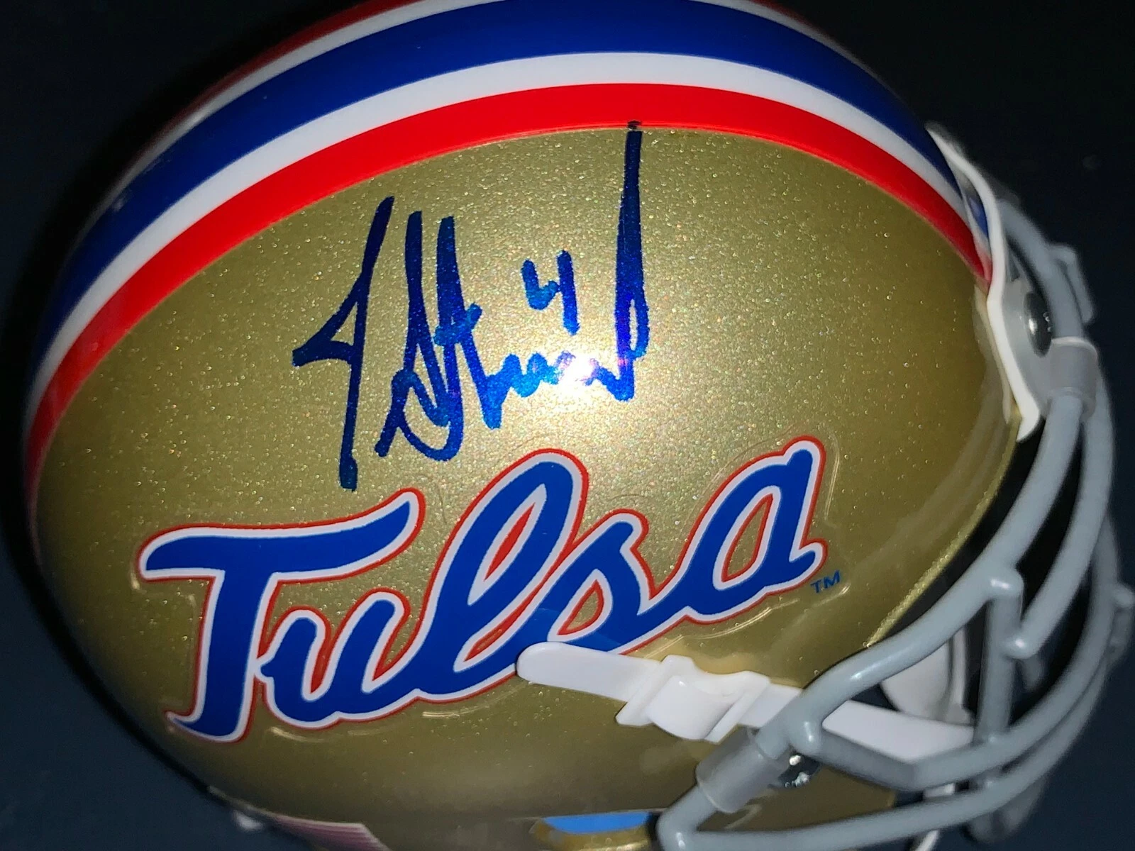 JASON STAUROVSKY TULSA GOLDEN HURRICANES  SIGNED SCHUTT MINI HELMET