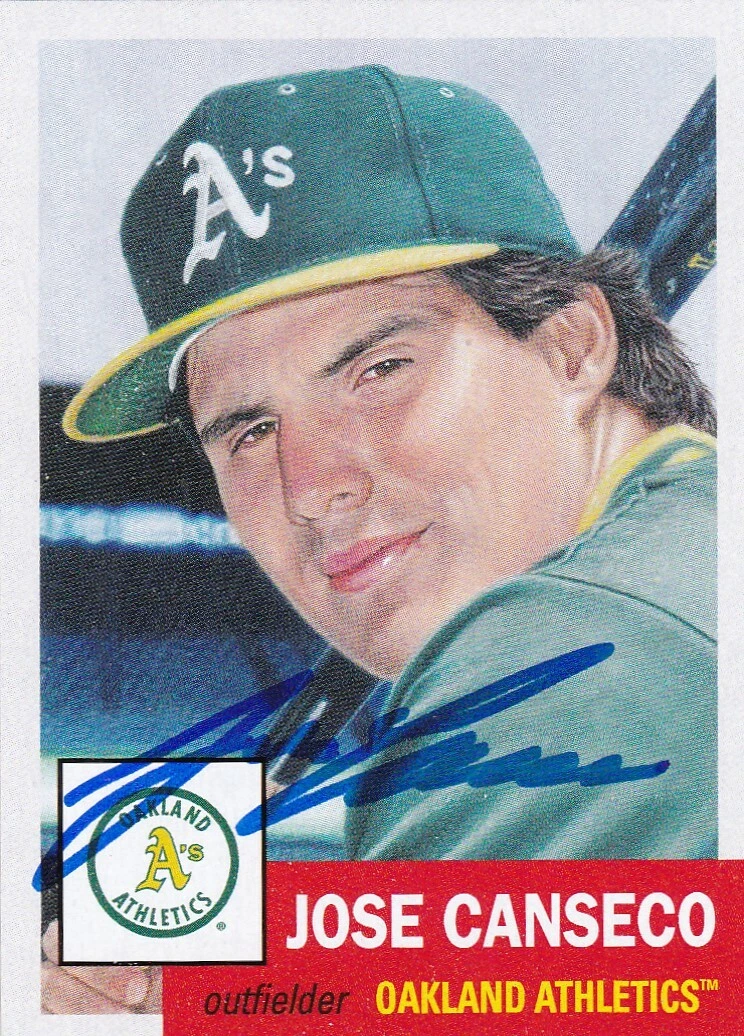 JOSE CANSECO  OAKLAND A'S  TOPPS LIVING SET #375  SIGNED BASEBALL CARD