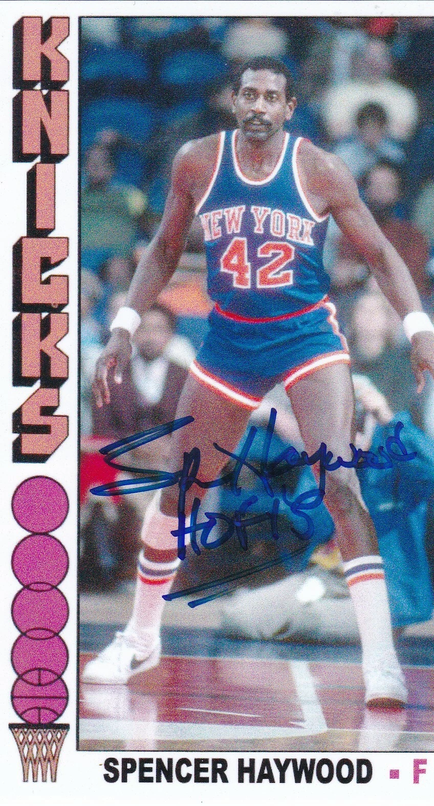 SPENCER HAYWOOD  NEW YORK KNICKS  SIGNED 1976 STYLE CUSTOM CARD