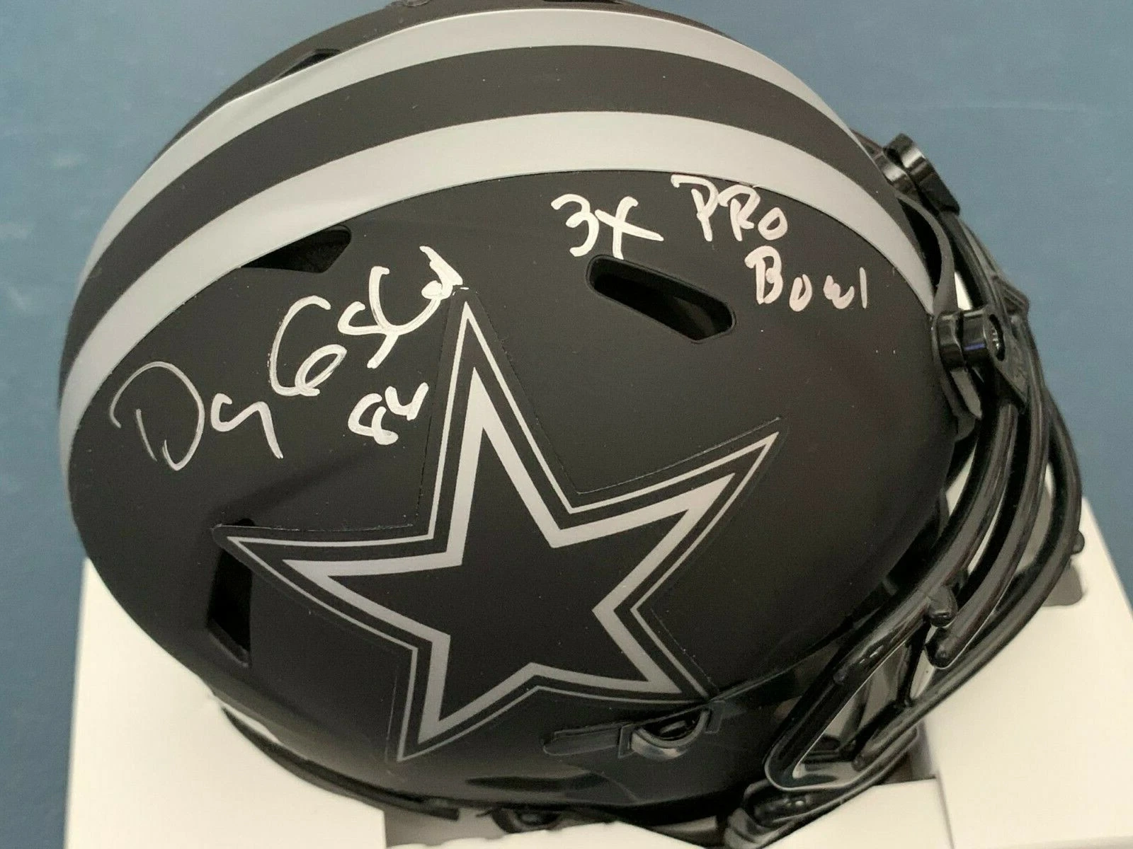 DOUG COSBIE  DALLAS COWBOYS 3 X PRO BOWL  ECLIPSE JSA SIGNED MINI HELMET