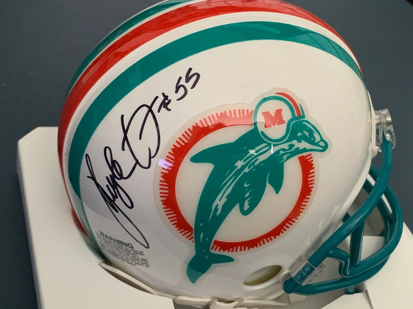 HUGH GREEN MIAMI DOLPHINS  SIGNED RIDDELL MINI HELMET
