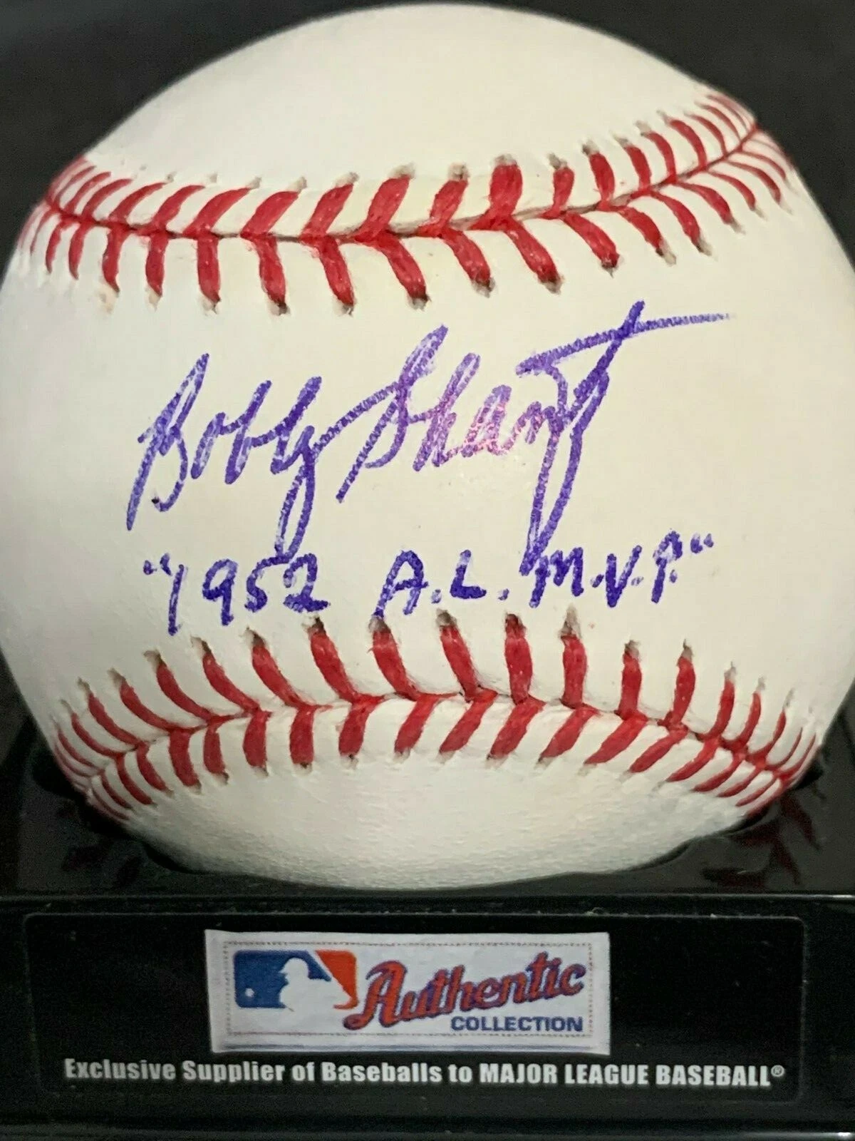 BOBBY SHANTZ KANSAS CITY ATHLETICS  1952 AL MVP  SIGNED OML BASEBALL