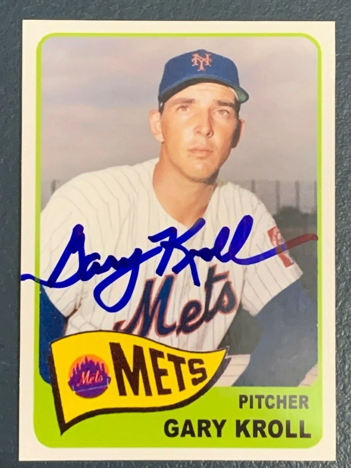 GARY KROLL  NEW YORK METS  SIGNED 1965 STYLE CUSTOM CARD
