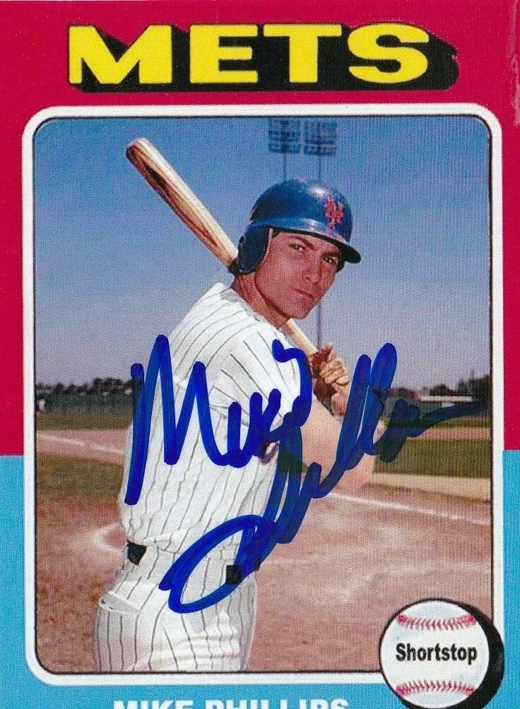 MIKE PHILLIPS  NEW YORK METS  SIGNED 1975  STYLE CUSTOM CARD