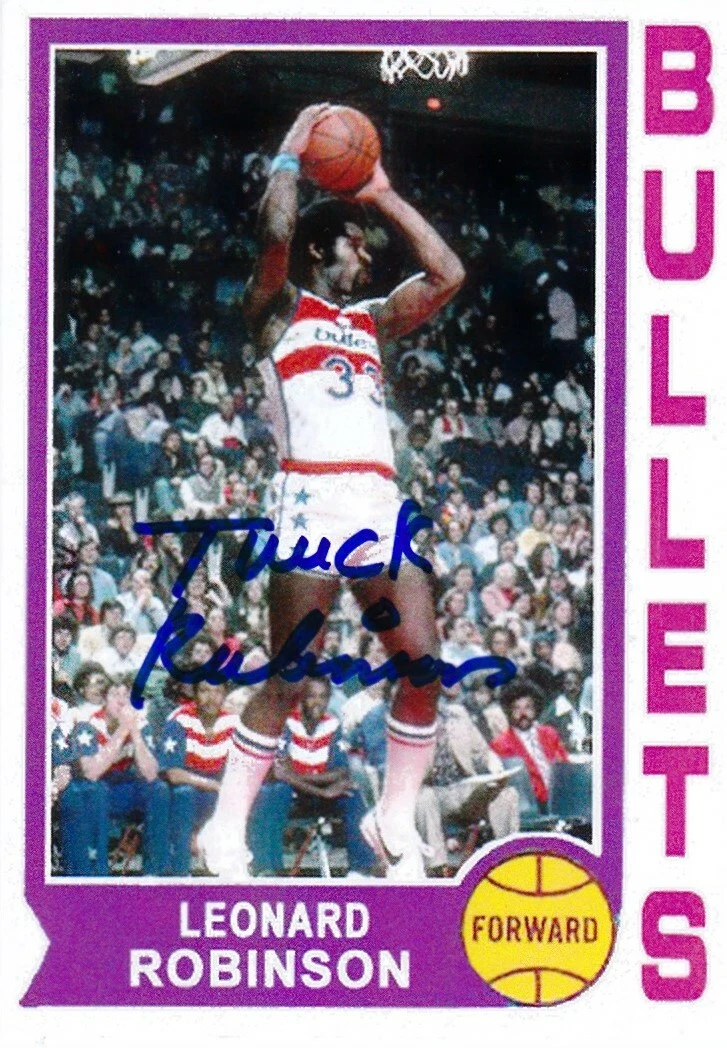 LEONARD ROBINSON  WASHINGTON BULLETS  SIGNED 1974 STYLE CUSTOM CARD
