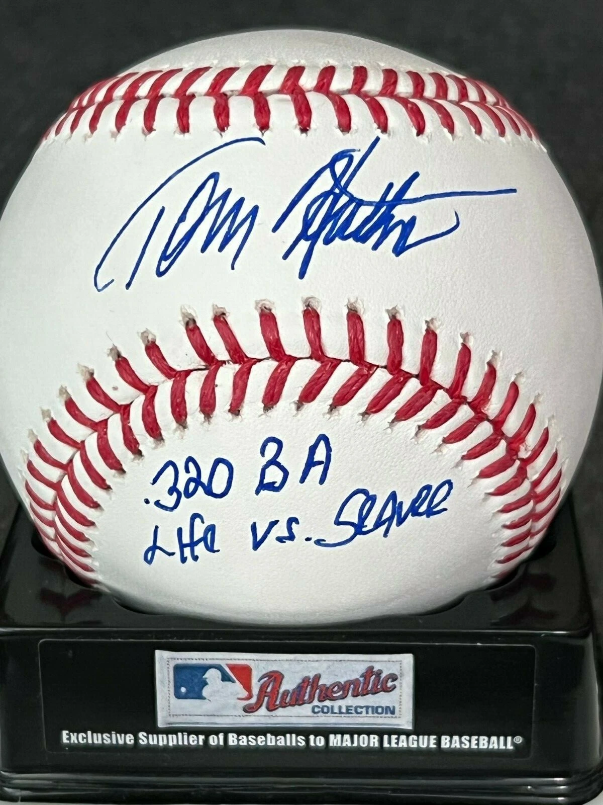 TOMMY HUTTON PHILADELPHIA PHILLIES .320 BA LIFE VS. SEAVER  SIGNED OML BASEBALL