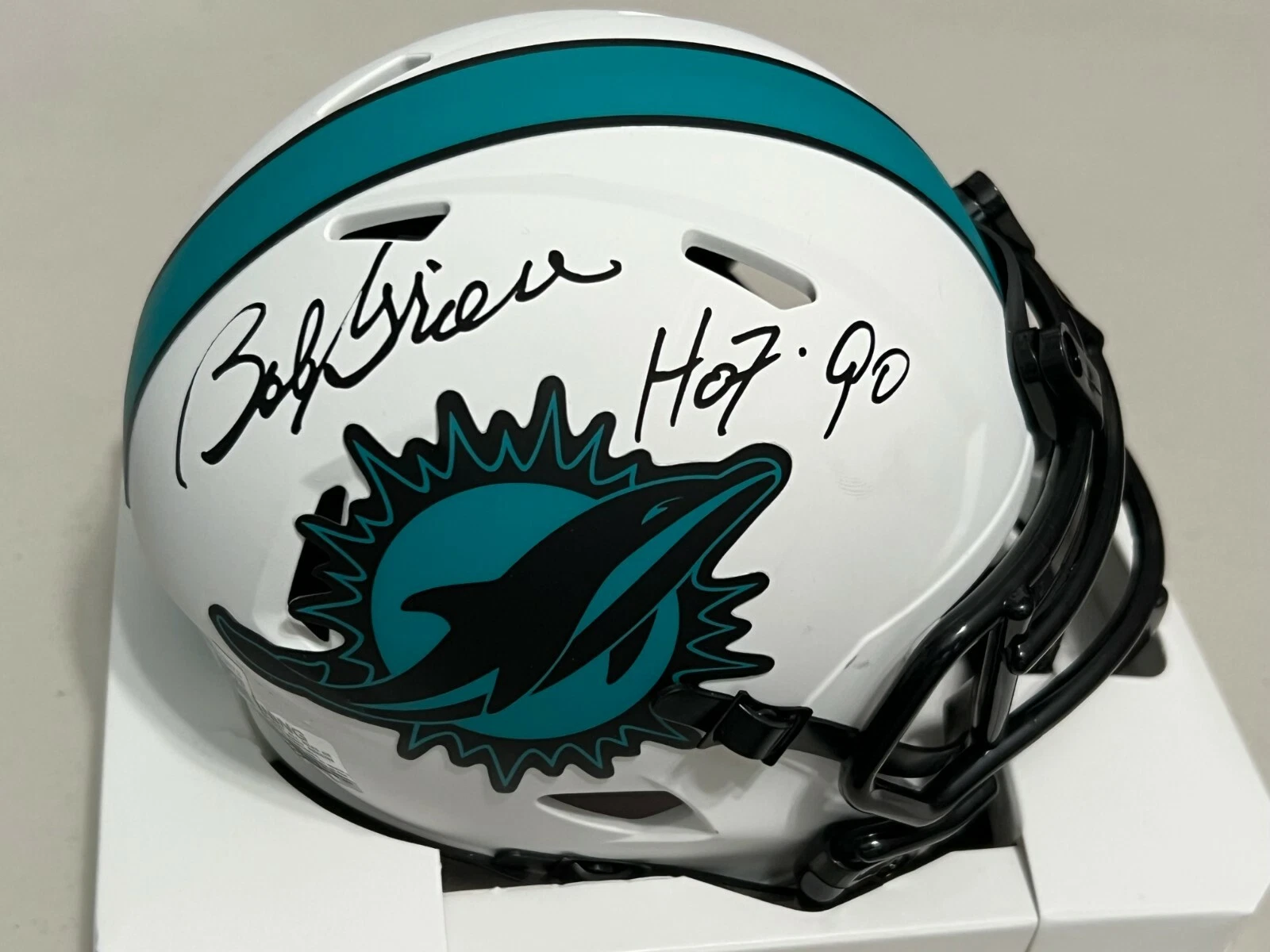 BOB GRIESE MIAMI DOLPHINS HOF 90   BECKETT AUTHENTIC  LUNAR SIGNED MINI HELMET