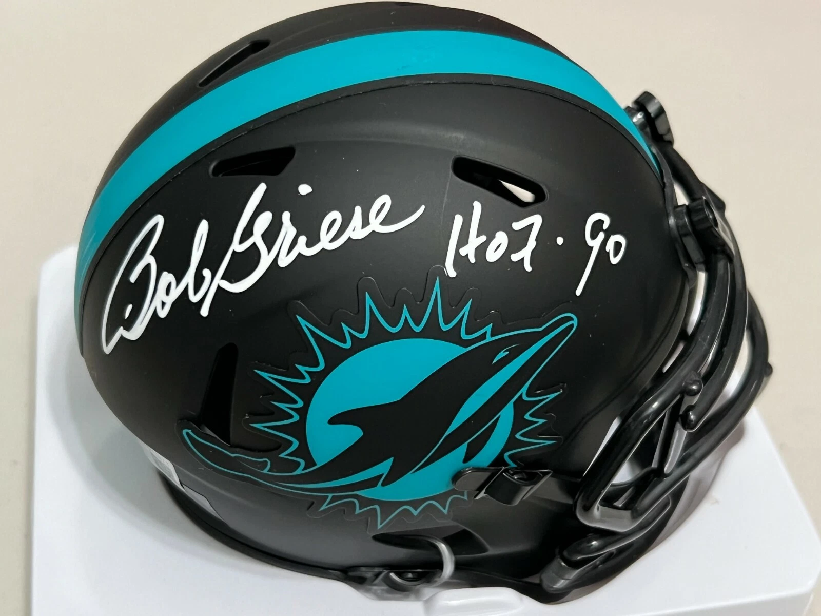 BOB GRIESE MIAMI DOLPHINS HOF 90   BECKETT AUTHENTIC  ECLIPSE SIGNED MINI HELMET