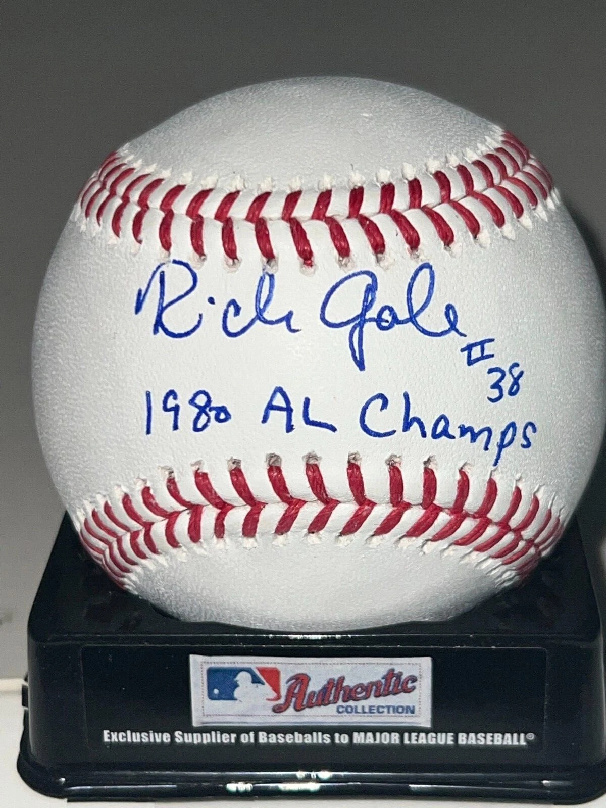 RICH GALE  KANSAS CITY ROYALS  1980 ALL CHAMPS   SIGNED OML BALL