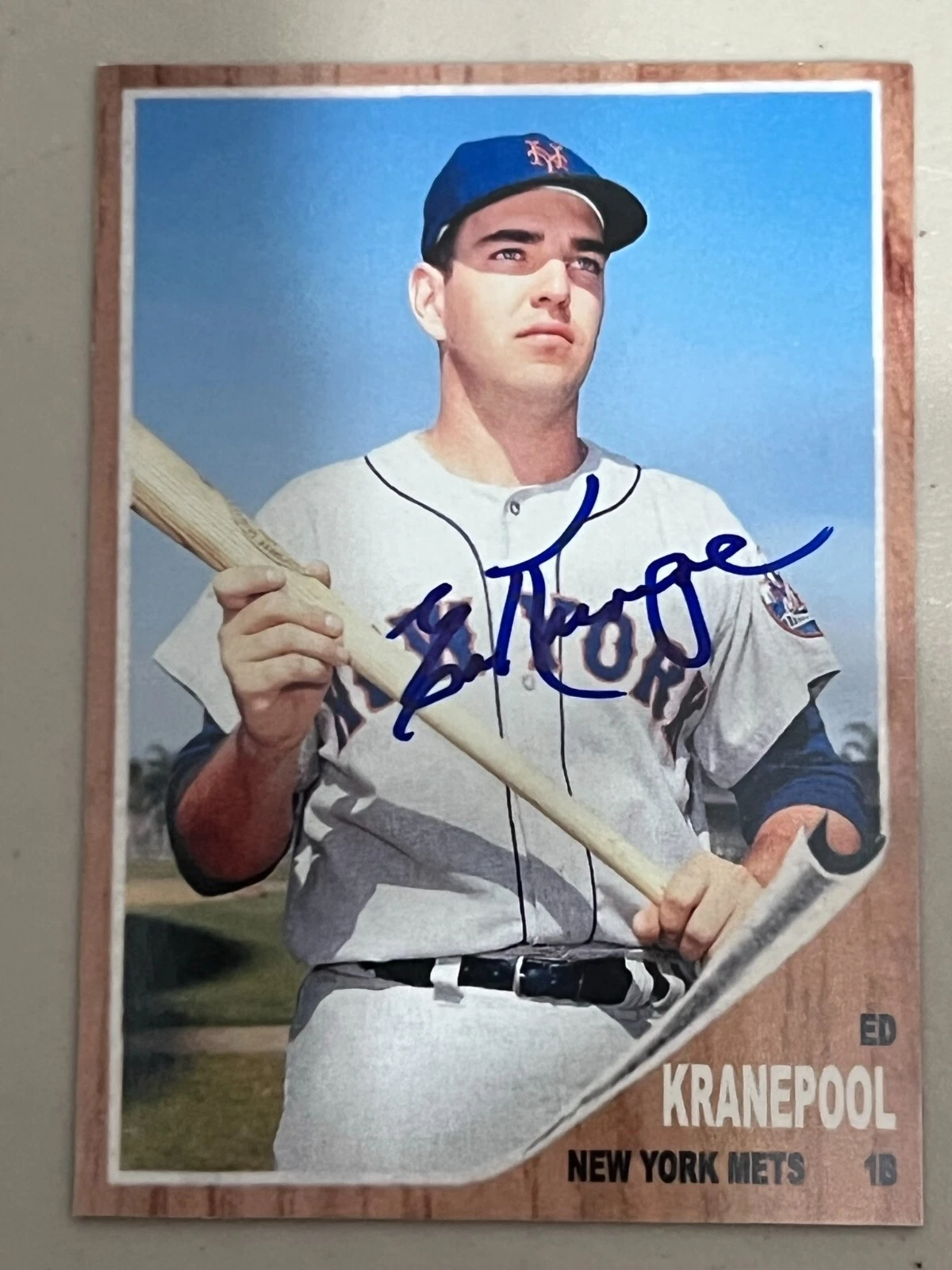 ED KRANEPOOL  NEW YORK METS  SIGNED 1962 STYLE CUSTOM CARD