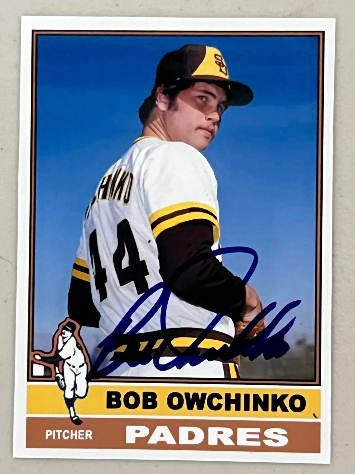 BOB OWCHINKO  SAN DIEGO PADRES  1976 STYLE  SIGNED CUSTOM CARD