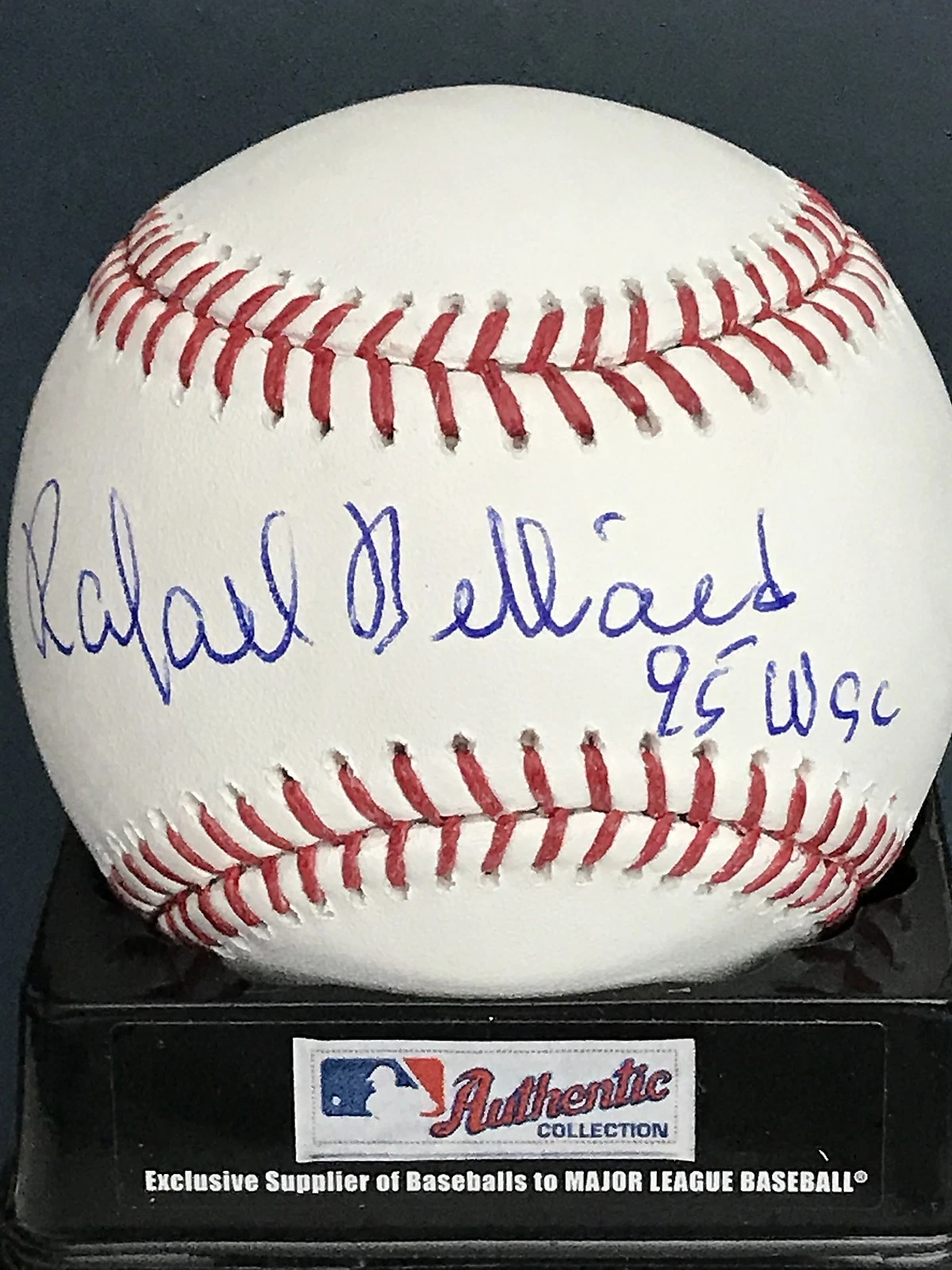 RAFAEL BELLIARD  ATLANTA BRAVES  1995 WS CHAMPS  SIGNED OML BASEBALL