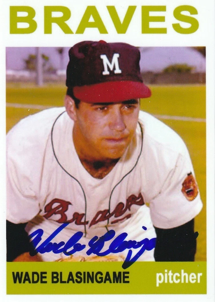 WADE BLASINGAME  MILWAUKEE BRAVES   SIGNED 1964 STYLE CUSTOM CARD