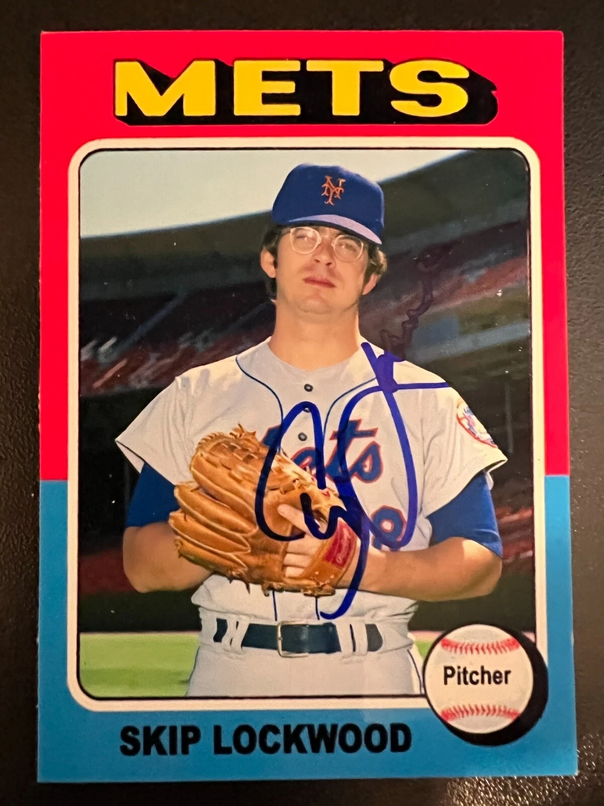 SKIP LOCKWOOD  NEW YORK METS  SIGNED 1975 STYLE CUSTOM CARD