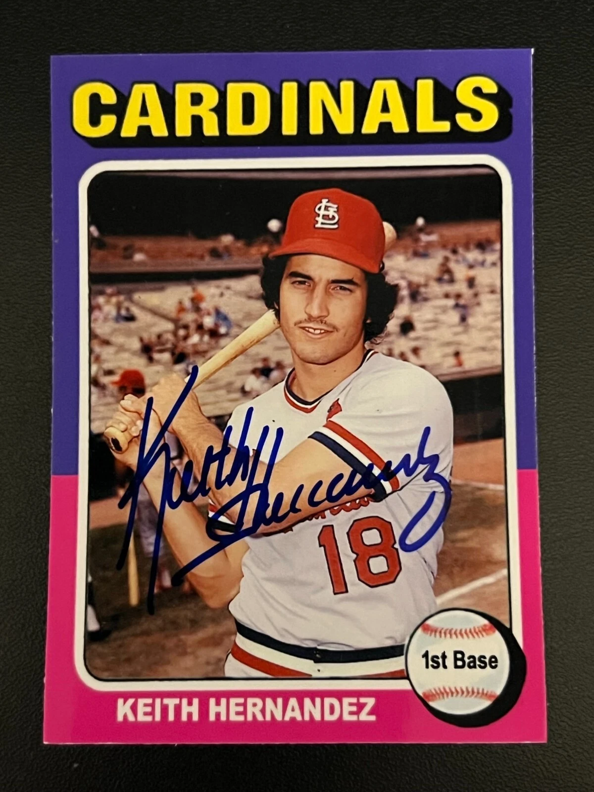 KEITH HERNANDEZ  ST. LOUIS CARDINALS  SIGNED 1975 STYLE CUSTOM CARD